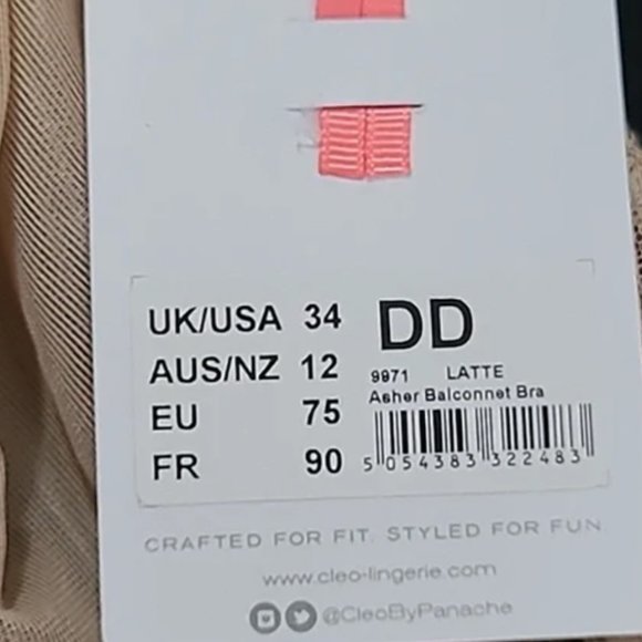 Cleo by Panache 'Asher' Bra 34DD Underwire Balconette  NWT! - Picture 15 of 16